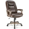 Treswell Bonded Leather High-Back Executive Office Chair, Brown/Champagne, BIFMA Compliant