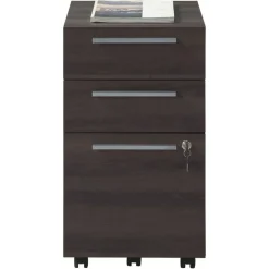 Trezza 19"D Vertical 3-Drawer Mobile File Cabinet, Warm Walnut