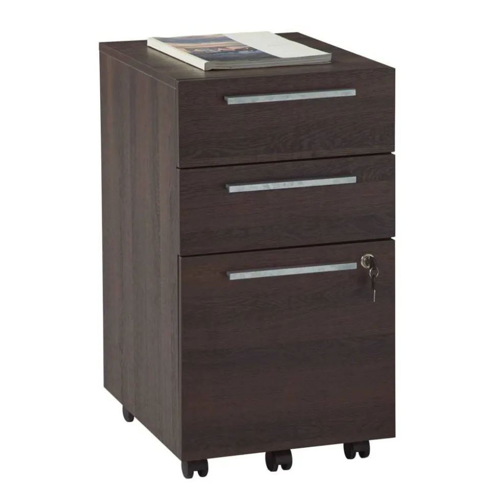 Trezza 19"D Vertical 3-Drawer Mobile File Cabinet, Warm Walnut