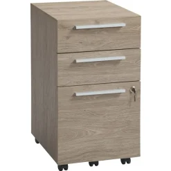 Trezza 19"D Vertical 3-Drawer Mobile File Cabinet, Light Oak