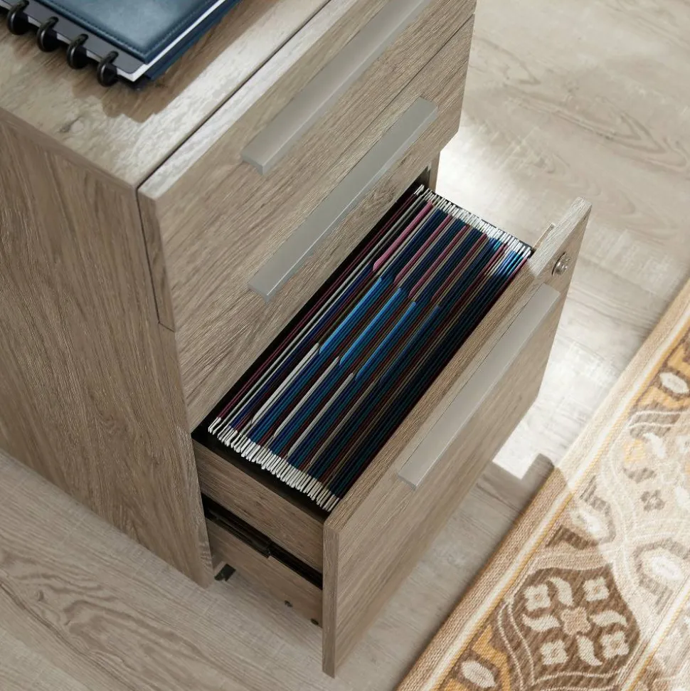 Trezza 19"D Vertical 3-Drawer Mobile File Cabinet, Light Oak