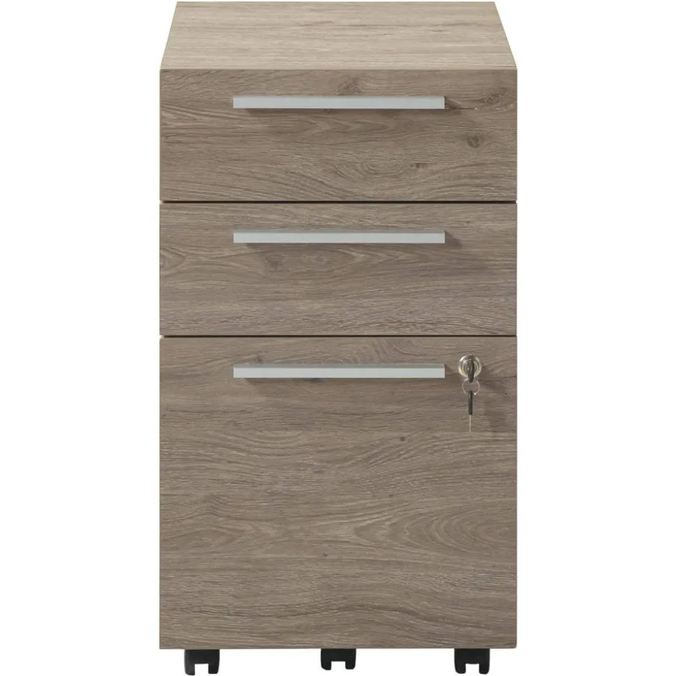 Trezza 19"D Vertical 3-Drawer Mobile File Cabinet, Light Oak