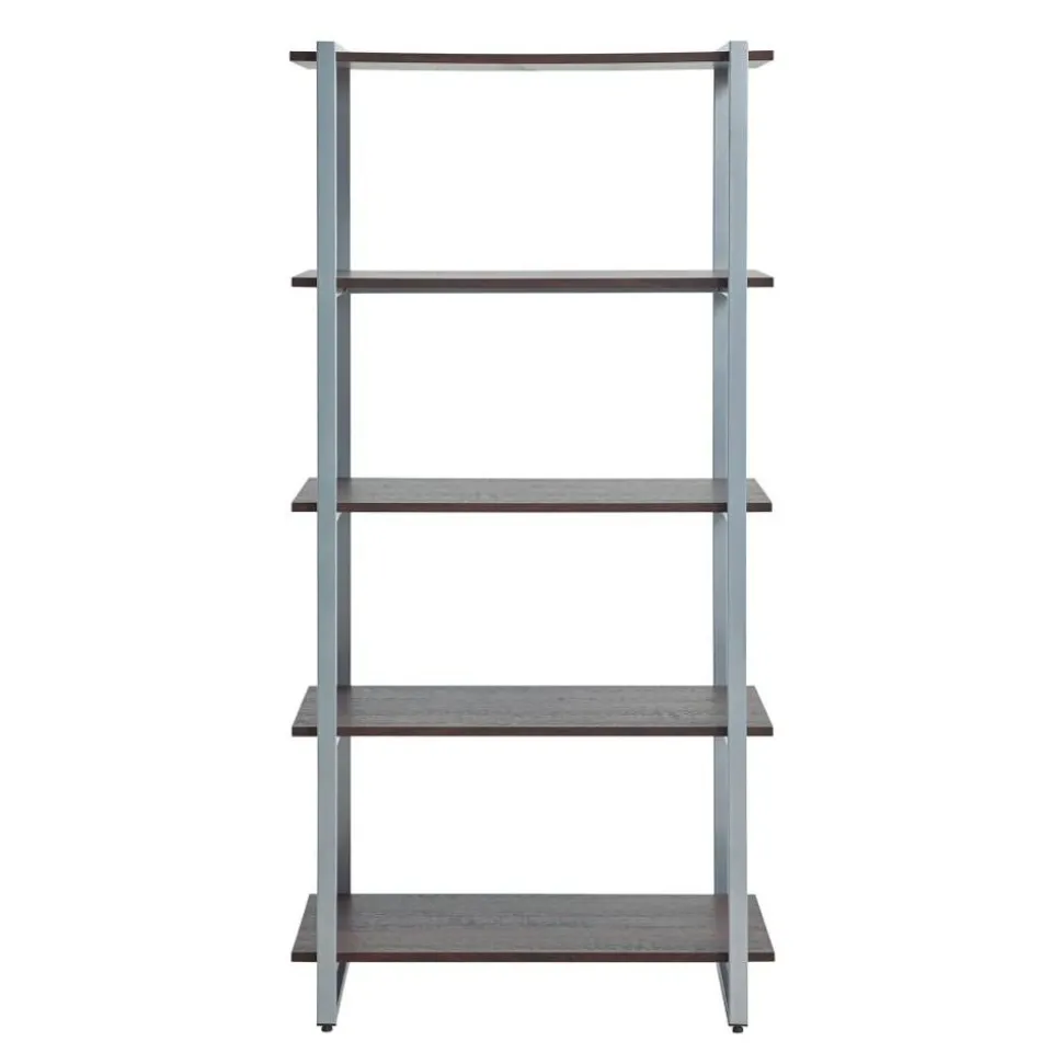 Trezza 60"H 4-Shelf Bookcase, Warm Walnut