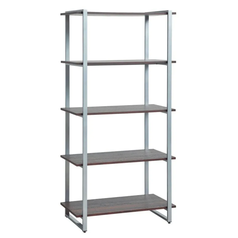 Trezza 60"H 4-Shelf Bookcase, Warm Walnut