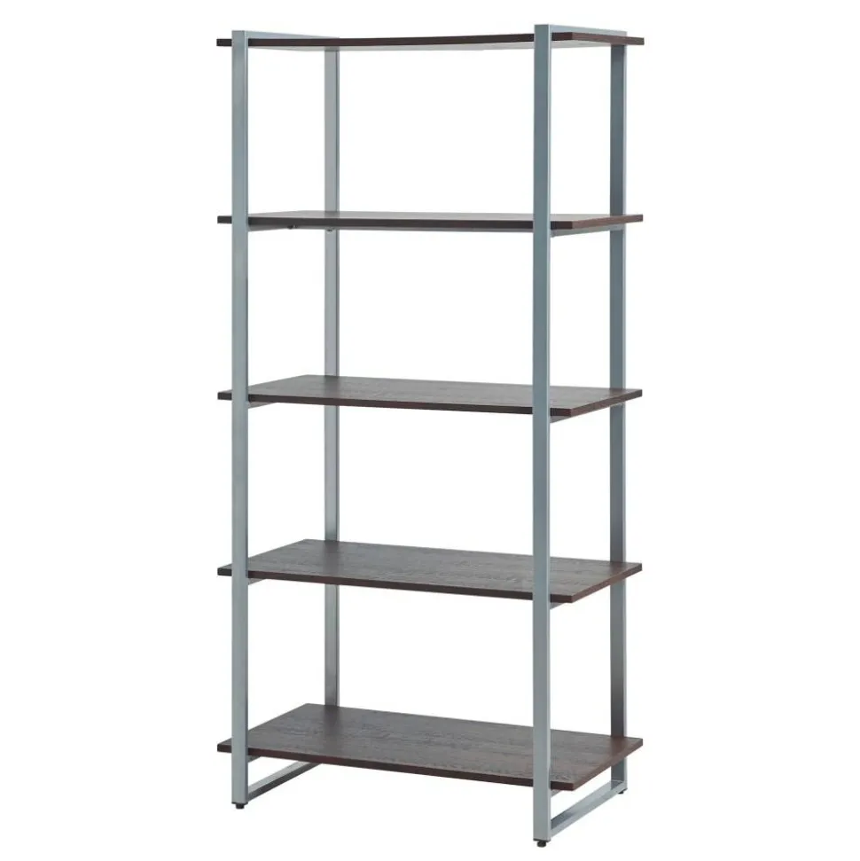 Trezza 60"H 4-Shelf Bookcase, Warm Walnut