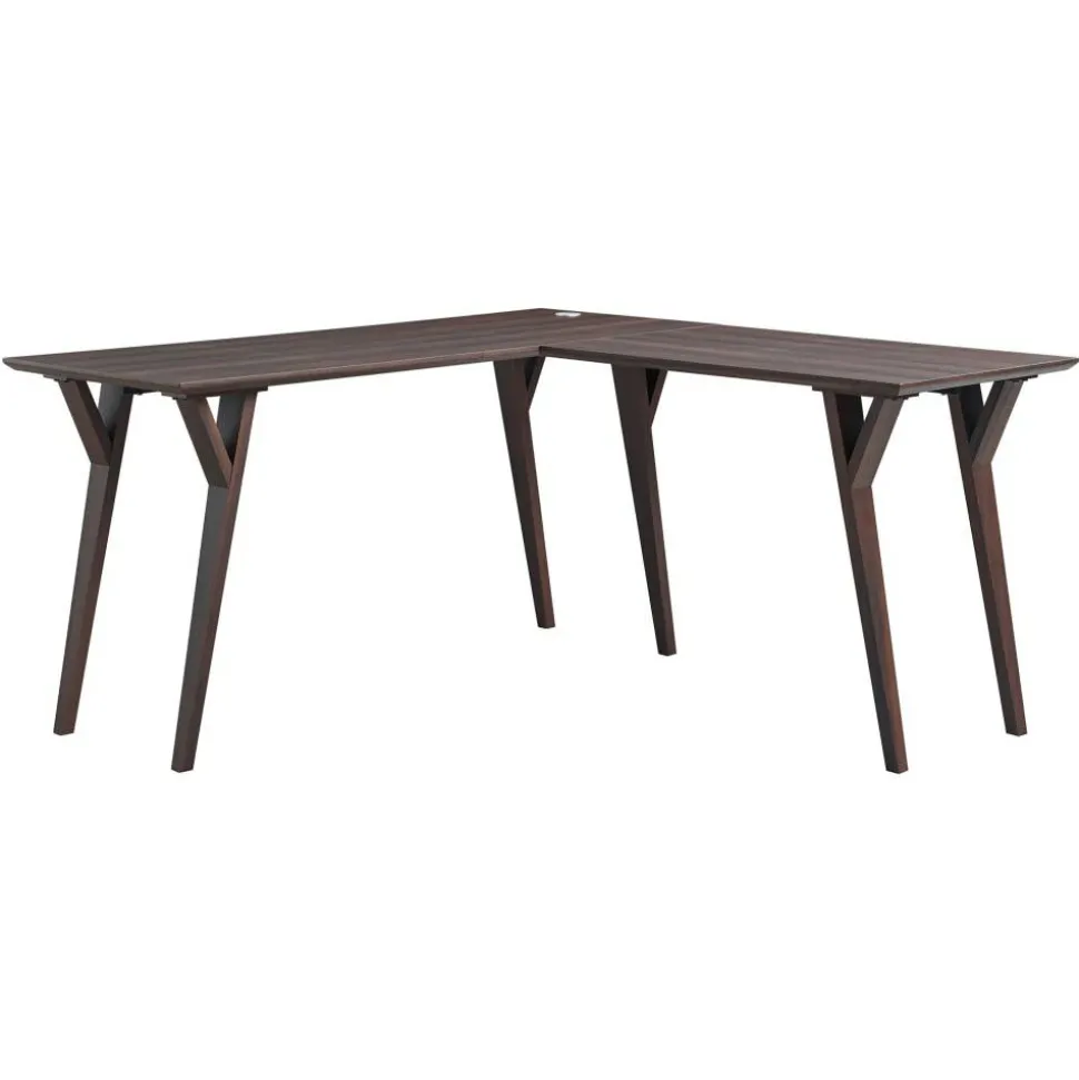 Trezza 62"W L-Shaped Computer Desk, Warm Walnut
