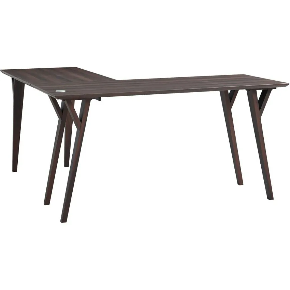Trezza 62"W L-Shaped Computer Desk, Warm Walnut