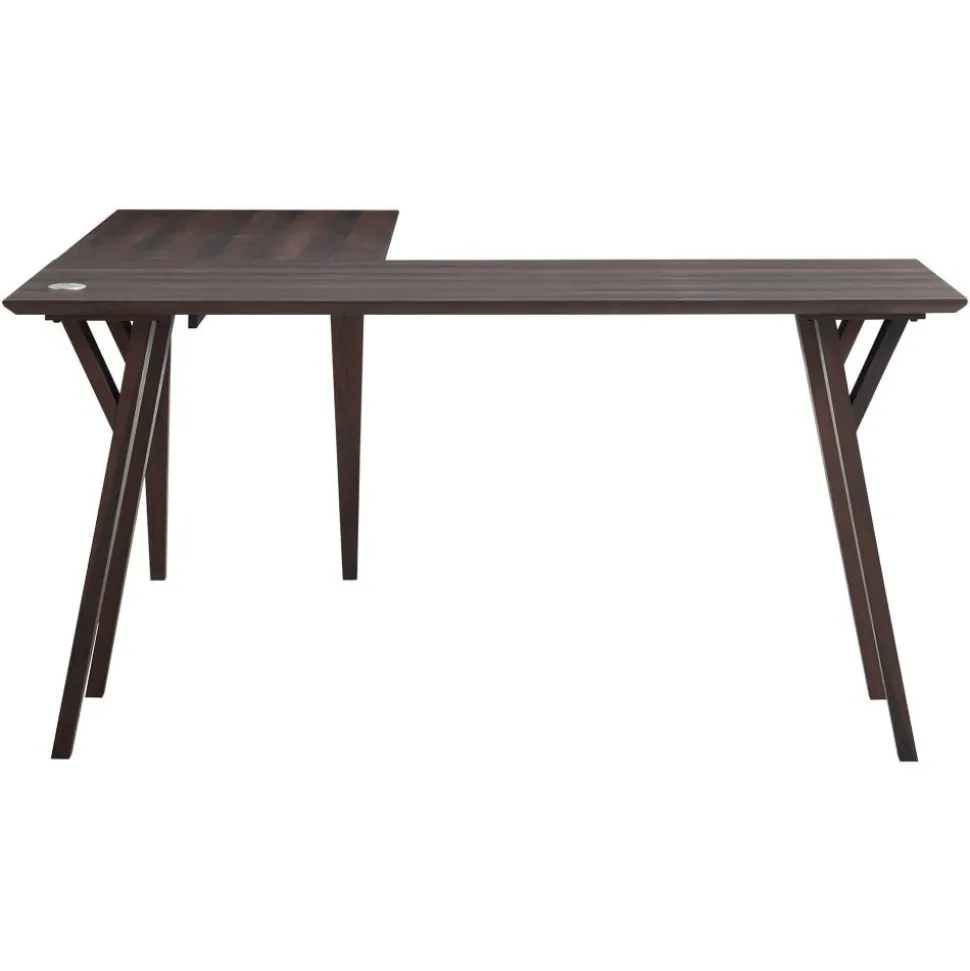 Trezza 62"W L-Shaped Computer Desk, Warm Walnut