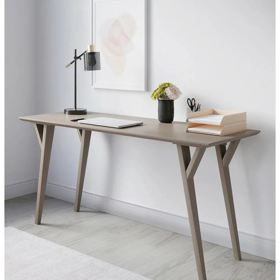 Trezza 60"W Writing Desk, Light Oak