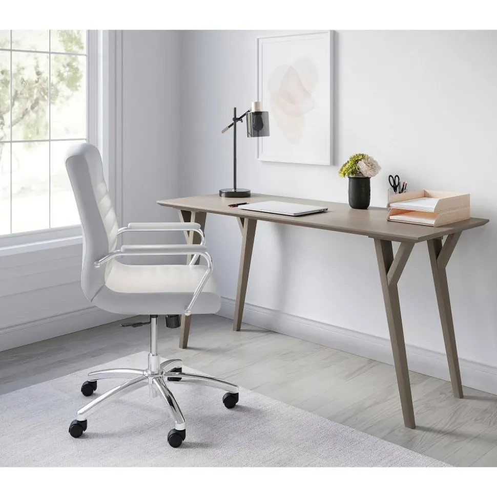 Trezza 60"W Writing Desk, Light Oak