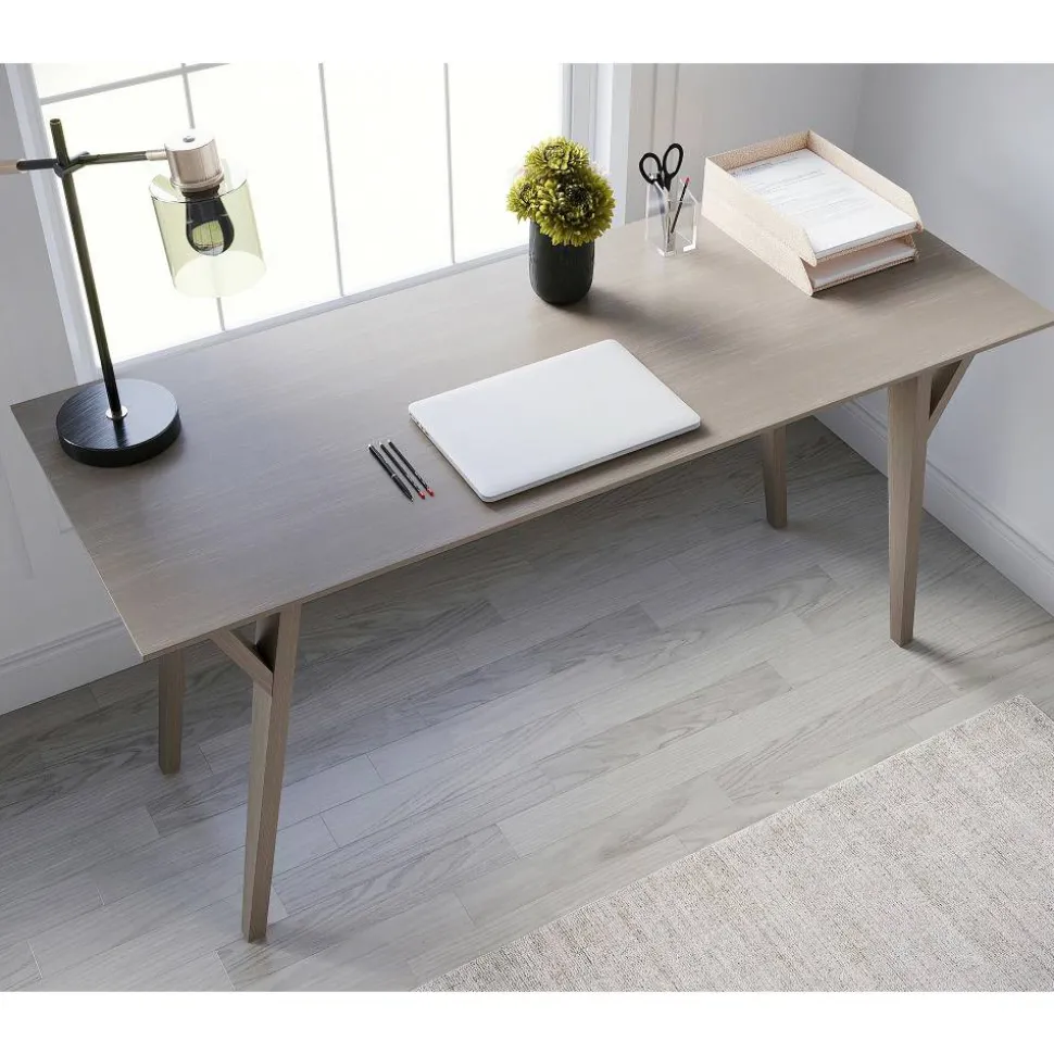 Trezza 60"W Writing Desk, Light Oak