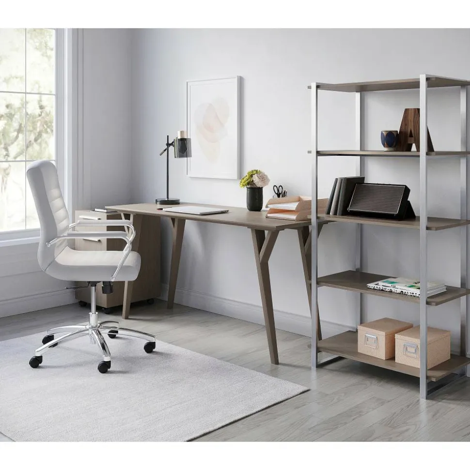 Trezza 60"W Writing Desk, Light Oak