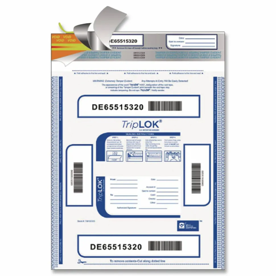 TripLOK Deposit Bag, Plastic, 20" x 28", Clear, 50/Pack