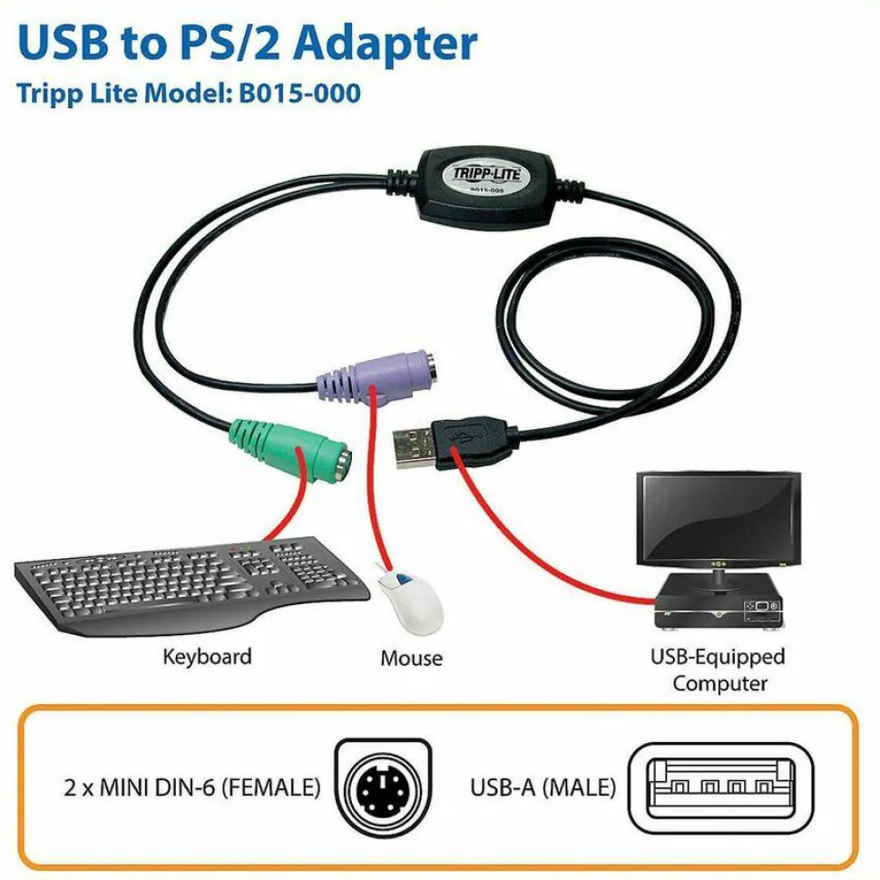 Tripp Lite by Eaton Compact USB to PS/2 Adapter Plug and Play Notebook / Desktop