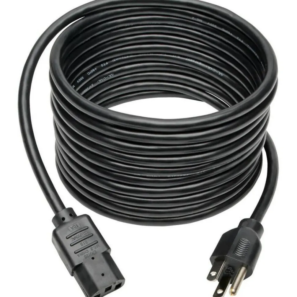 Tripp Lite by Eaton Desktop Computer AC Power Cable NEMA 5-15P to C13 - 10A 125V 18 AWG 15 ft. (4.57 m) Black
