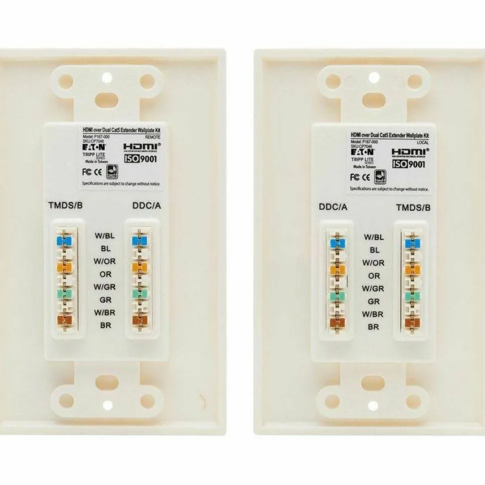 Tripp Lite by Eaton HDMI over Dual Cat5/Cat6 Extender Wall Plate Kit with Transmitter and Receiver TAA