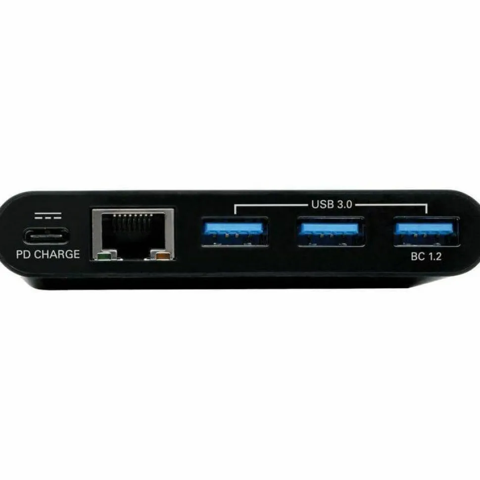 Tripp Lite by Eaton 3-Port USB-C Hub with LAN Port and Power Delivery USB-C to 3x USB-A Gbe 60W PD Charging USB 3.0 Black