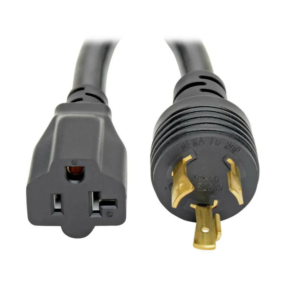 Tripp Lite by Eaton Power Cord Adapter NEMA L5-20P to NEMA 5-15R - Heavy-Duty 20A 125V 12 AWG 6-in. (15.24 cm) Black