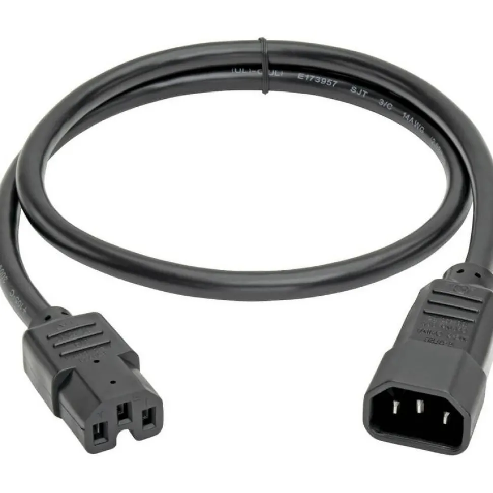 Tripp Lite by Eaton Power Cord C14 to C15 - Heavy-Duty 15A 250V 14 AWG 3 ft. (0.91 m) Black