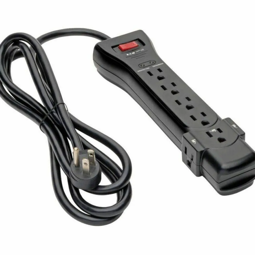 Tripp Lite by Eaton Protect It! 7-Outlet Surge Protector 7 ft. Cord with Right-Angle Plug 2160 Joules Diagnostic LEDs Black Housing