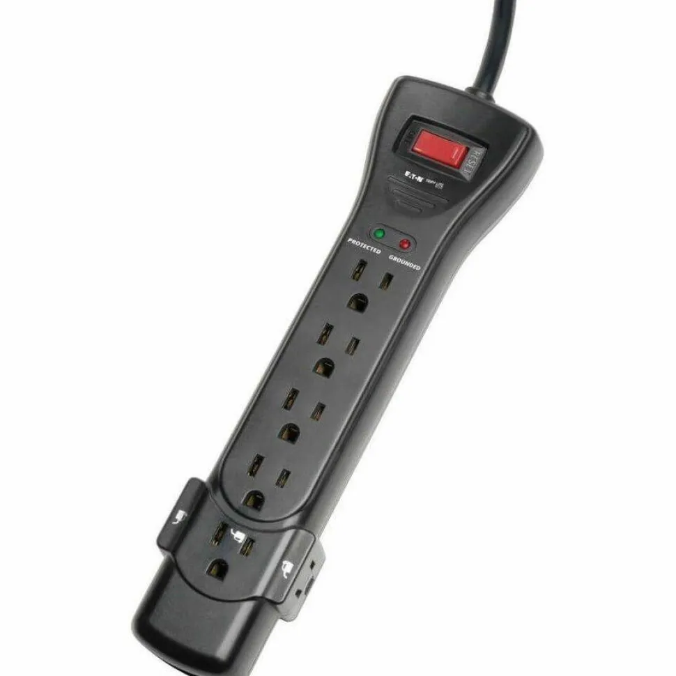 Tripp Lite by Eaton Protect It! 7-Outlet Surge Protector 7 ft. Cord with Right-Angle Plug 2160 Joules Diagnostic LEDs Black Housing