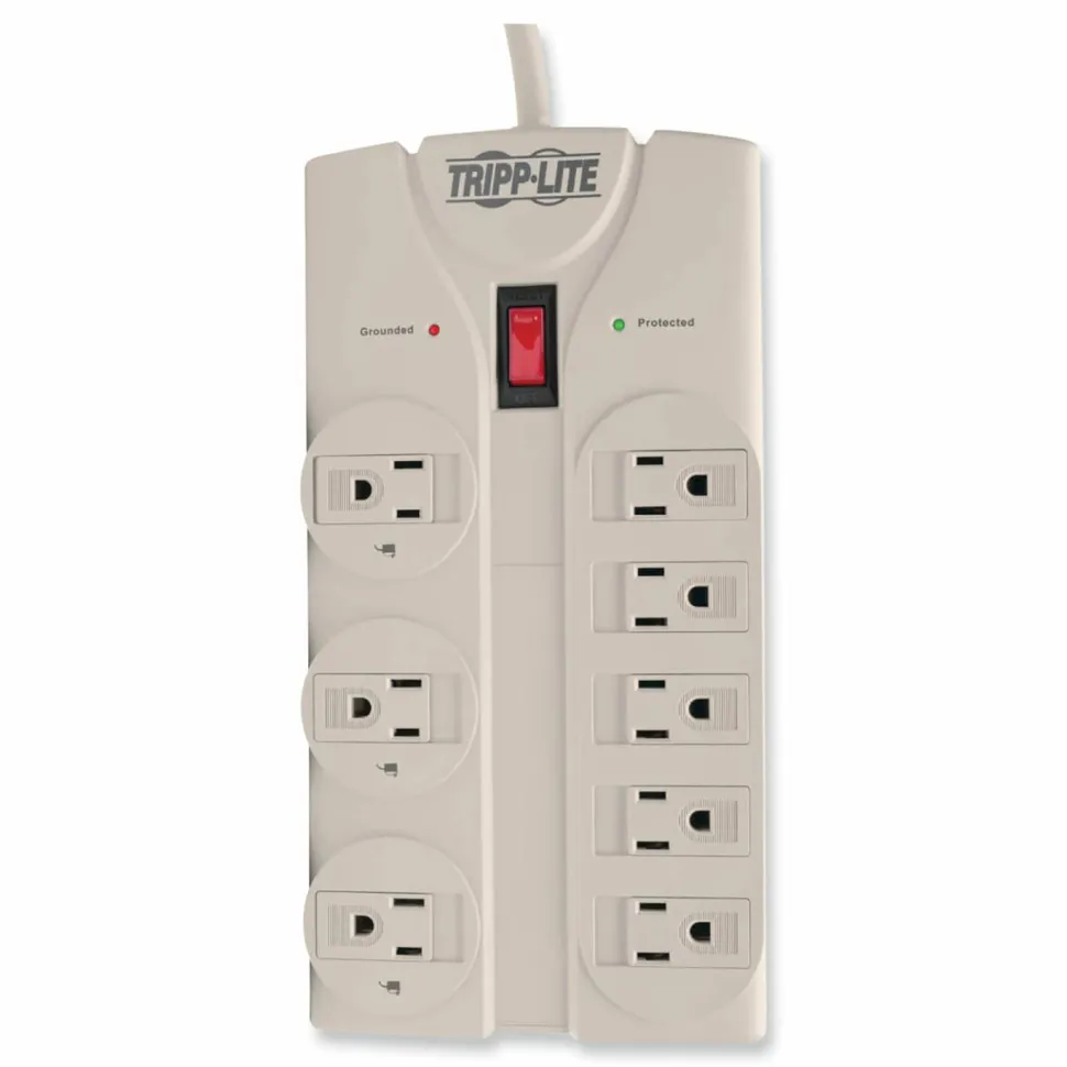 Tripp Lite by Eaton Protect It! Surge Suppressor, 8 AC Outlets, 8 ft Cord, 1,440 J, Light Gray