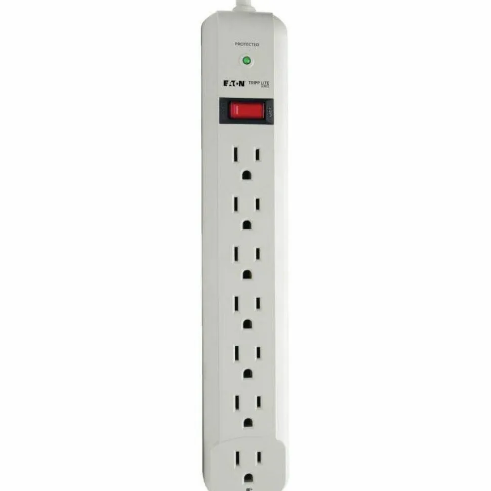 Tripp Lite by Eaton Protect It! 7-Outlet Surge Protector 6 ft. Cord 1080 Joules Diagnostic LED Light Gray Housing