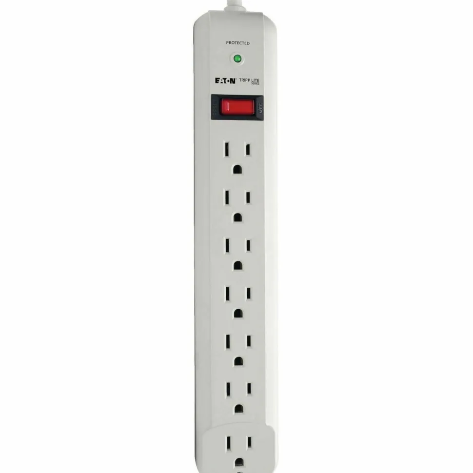 Tripp Lite by Eaton Protect It! 7-Outlet Surge Protector 6 ft. Cord 1080 Joules Diagnostic LED Light Gray Housing