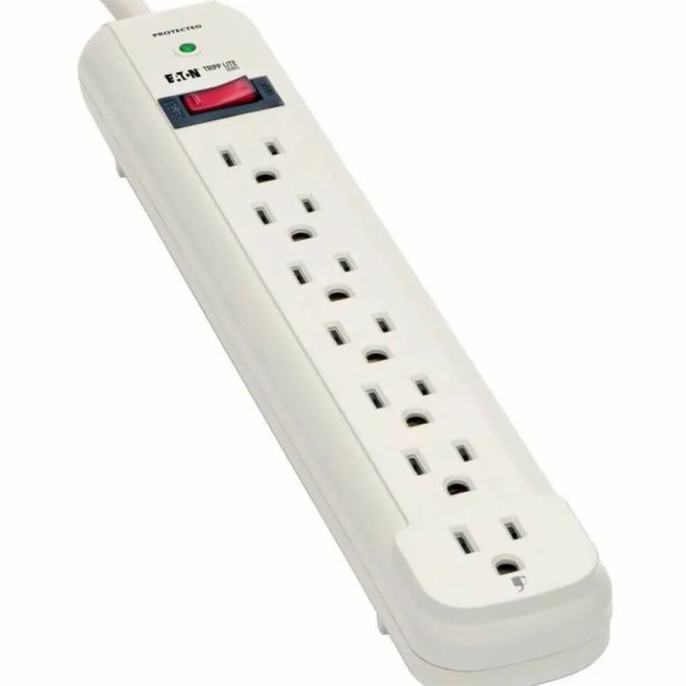 Tripp Lite by Eaton Protect It! Surge Suppressor, 7 AC Outlets, 25 ft Cord, 1,080 J, Light Gray