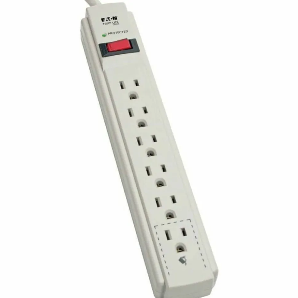 Tripp Lite by Eaton Protect It! Surge Suppressor, 6 AC Outlets, 4 ft. Cord, 790 J, Light Gray