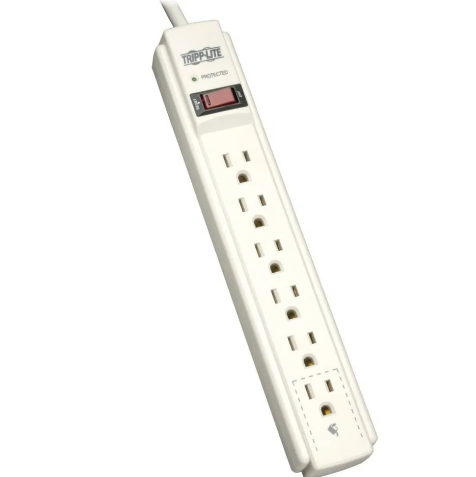 Tripp Lite by Eaton Protect It! Surge Suppressor, 6 AC Outlets, 4 ft. Cord, 790 J, Light Gray