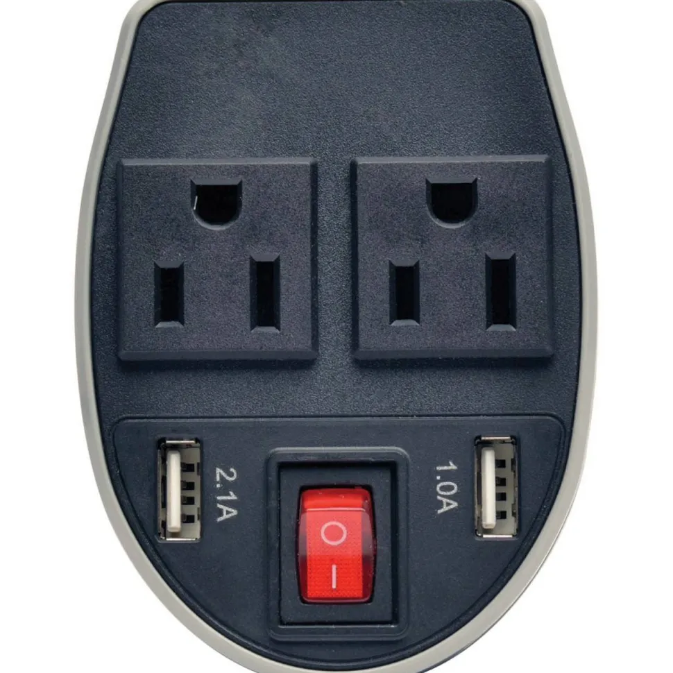 Tripp Lite by Eaton 200W PowerVerter Ultra-Compact Car Inverter with 2 Outlets and 2 USB Charging Ports Cup Holder Design
