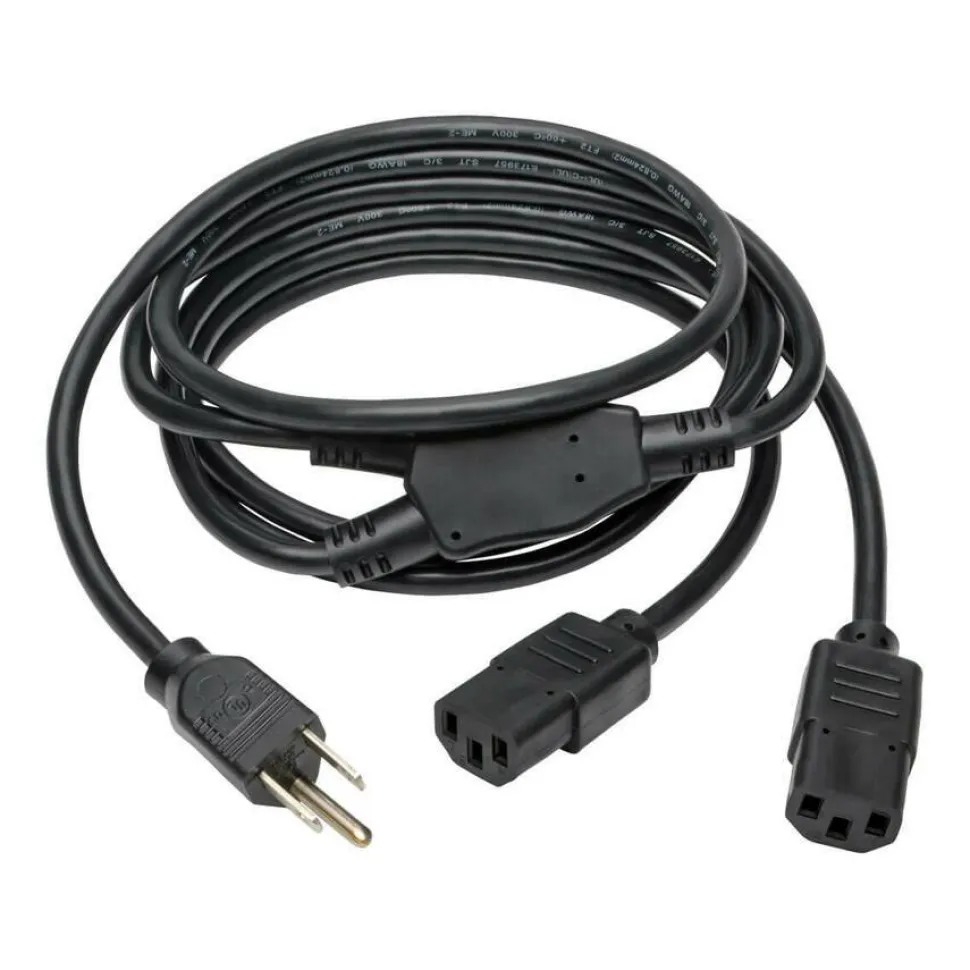 Tripp Lite by Eaton Y Splitter Power Cable NEMA 5-15P to 2x C13 - 10A 125V 18 AWG 6 ft. (1.83 m) Black