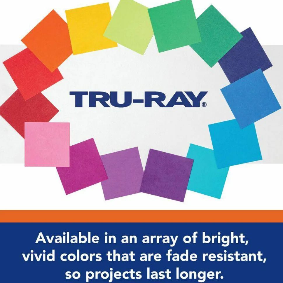Tru-Ray Construction Paper, 50% Recycled, 9" x 12", Black, Pack Of 50