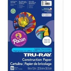 Tru-Ray Construction Paper, 50% Recycled, 9" x 12", White, Pack Of 50