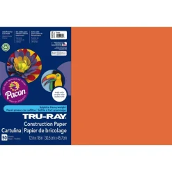 Tru-Ray Construction Paper, 50% Recycled, 12" x 18", Orange, Pack Of 50