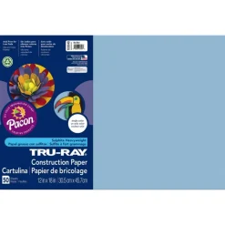 Tru-Ray Construction Paper, 50% Recycled, 12" x 18", Sky Blue, Pack Of 50