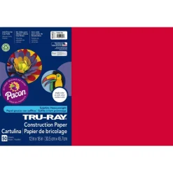 Tru-Ray Construction Paper, 50% Recycled, 12" x 18", Festive Red, Pack Of 50