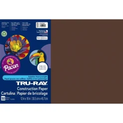 Tru-Ray Construction Paper, 50% Recycled, 12" x 18", Dark Brown, Pack Of 50