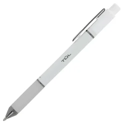 TUL BP Series Retractable Ballpoint Pens, Medium Point, 1.0 mm, Pearl White Barrel, Blue Ink, Pack Of 12 Pens