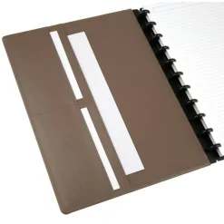 TUL Discbound Notebook With Leather Cover, Letter Size, Narrow Ruled, 60 Sheets, Brown