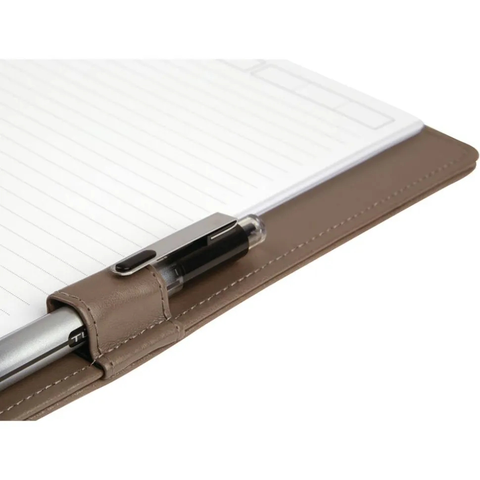 TUL Discbound Notebook With Leather Cover, Letter Size, Narrow Ruled, 60 Sheets, Brown