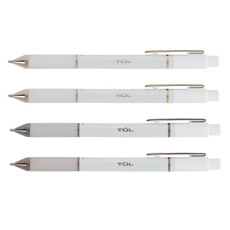 TUL GL Series Retractable Gel Pens, Medium Point, 0.7 mm, Pearl White Barrel, Blue Ink, Pack Of 12 Pens