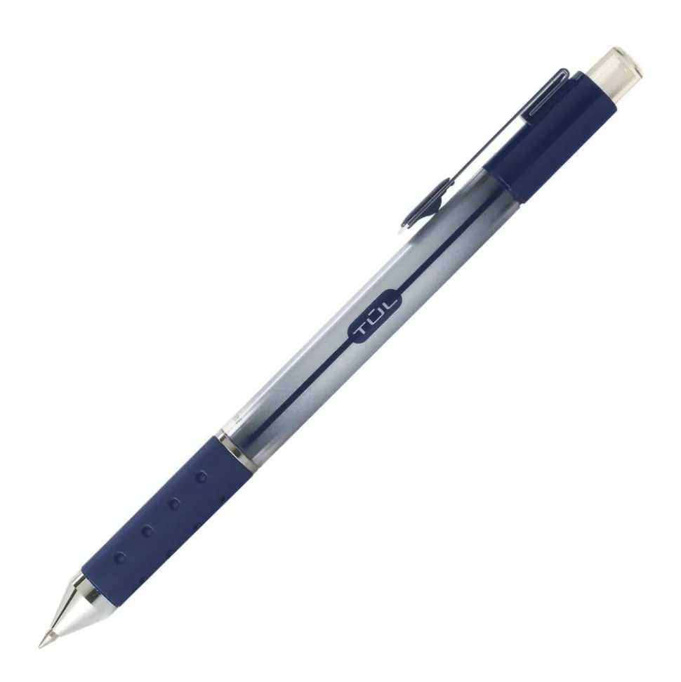 TUL GL Series Retractable Gel Pens, Medium Point, 0.7 mm, Silver Barrel, Blue Ink, Pack Of 12 Pens
