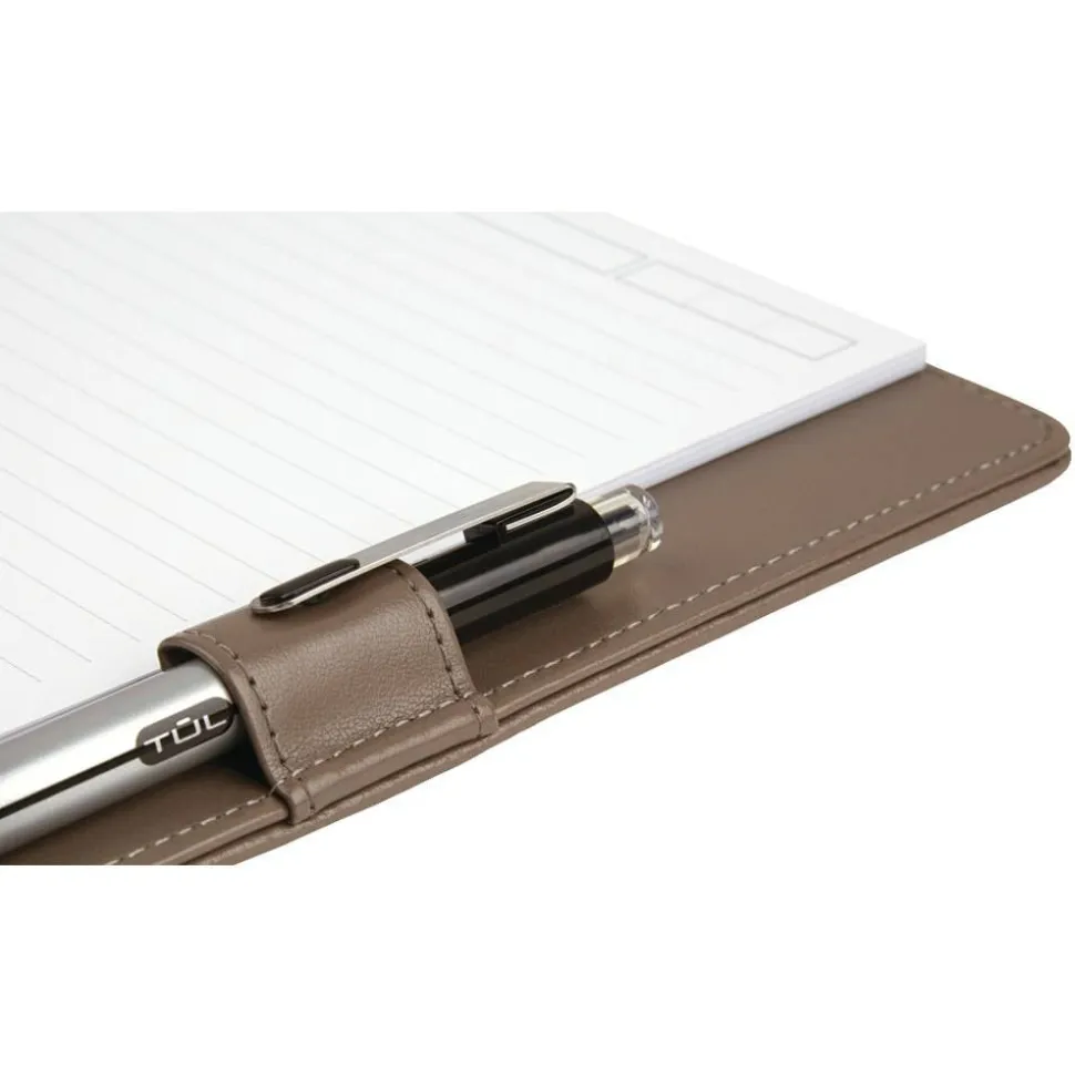 TUL Discbound Notebook With Leather Cover, Junior Size, Narrow Ruled, 60 Sheets, Black