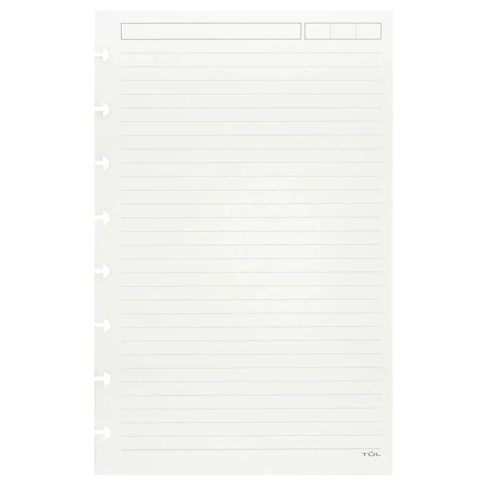 TUL Discbound Refill Pages, Junior Size, Narrow Ruled, 50 Sheets, White