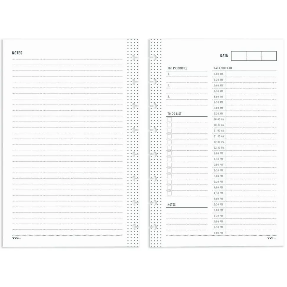 TUL Discbound Undated Daily Refill Pages, Junior Size, 2 Pages Per Day, 50 Sheets
