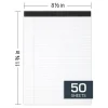 TUL Writing Pads, Letter Size, Wide Rule, 50 Sheets Per Pad, White, Pack Of 6 Pads