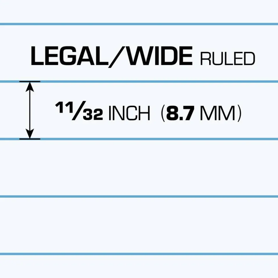 TUL Writing Pads, Letter Size, Wide Rule, 50 Sheets Per Pad, White, Pack Of 6 Pads