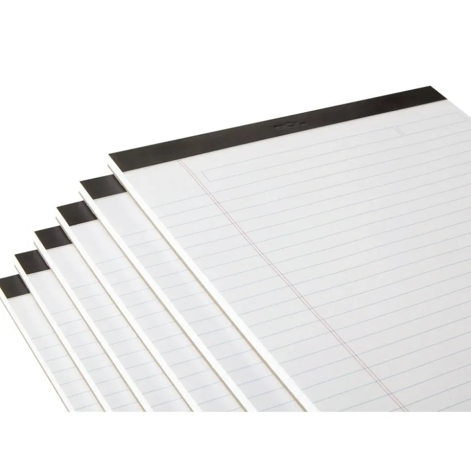 TUL Writing Pads, Letter Size, Wide Rule, 50 Sheets Per Pad, White, Pack Of 6 Pads